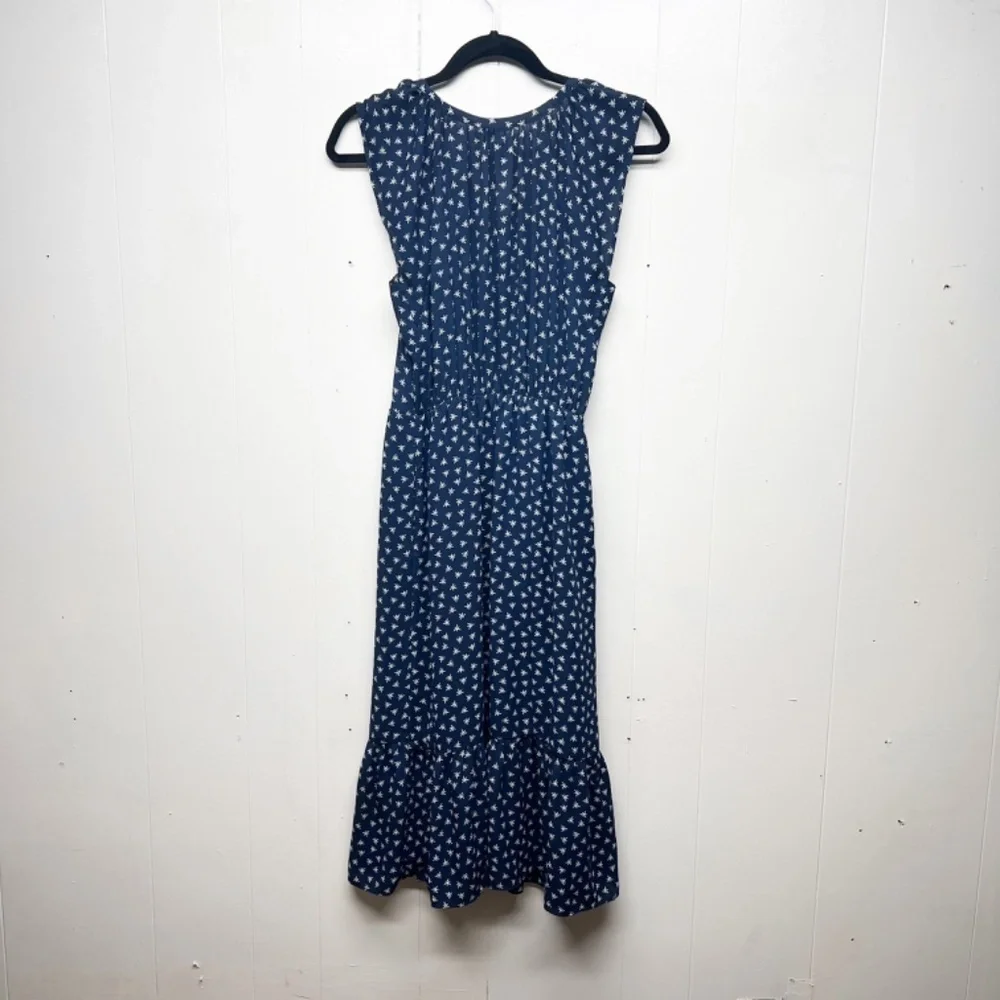 J. Crew Mercantile Navy Blue High Waisted Ruffle Hem Cap Sleeve Women's Dress XS